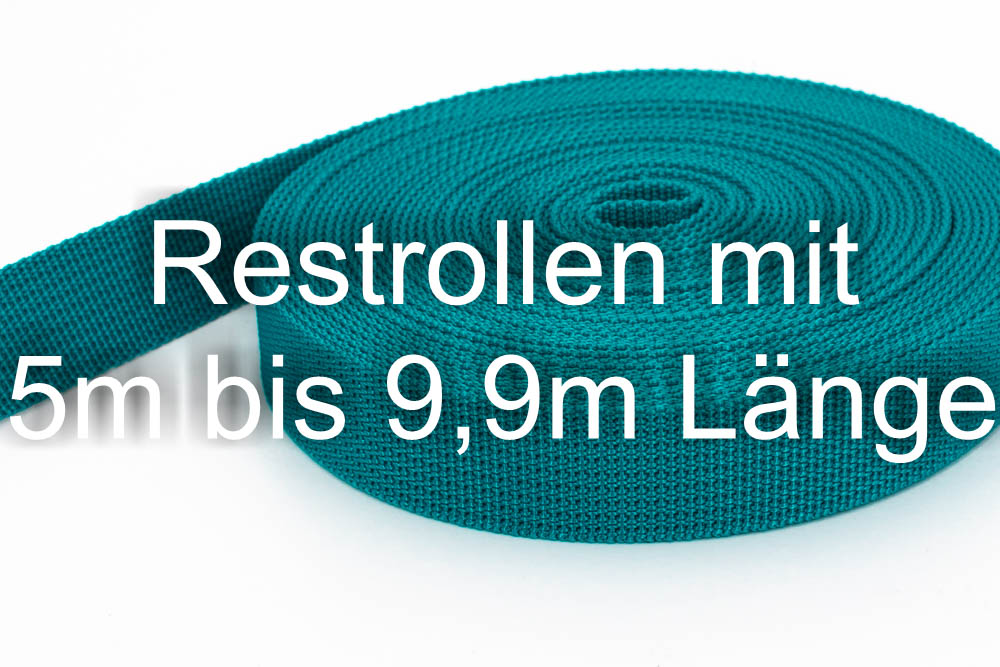Restpostenbos 40mm breites PP-Gurtband 1,8mm stark, 25m - petrol (UV)