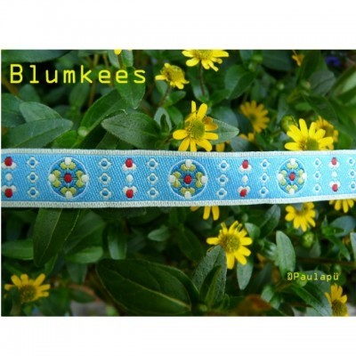 Picture of 5m Rolle Webband Design by paulapü - 12mm breit - Blumkees himmelblau