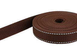 Picture of 50m PP webbing - 25mm width - 1,4mm thick - brown with reflective stripes (UV)