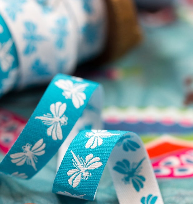 Picture of 5m roll webbing design by Lila-Lotta design, 12mm wide, Maribell cyan