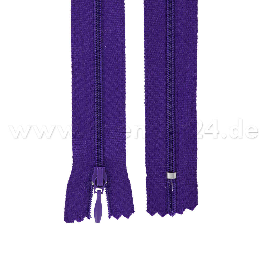 Picture of 25 Reißverschlüsse 3mm - 18cm lang - Farbe: lila mit schmalem Zipper *Sonderposten*