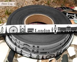 Picture of 1m SKYLINE webbing - 16mm wide - LONDON black/white