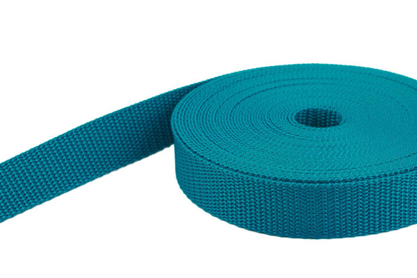 Picture of 50m PP webbing- 15mm wide - 1,4mm thick - petrol blue (UV)