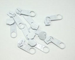 Picture of slider for zipper with 8mm rail, color: white - 10 pieces