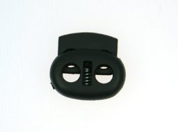 Picture of cord stopper - 2 holes - up to 4mm - 20mm wide - black - 10 pieces