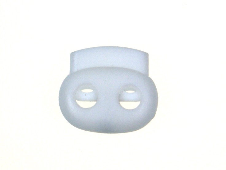 Picture of cord stopper - 2 holes - up to 3mm - white - 17mm wide - 10 pieces