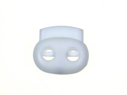 Picture of cord stopper - 2 holes - up to 3mm - white - 17mm wide - 10 pieces