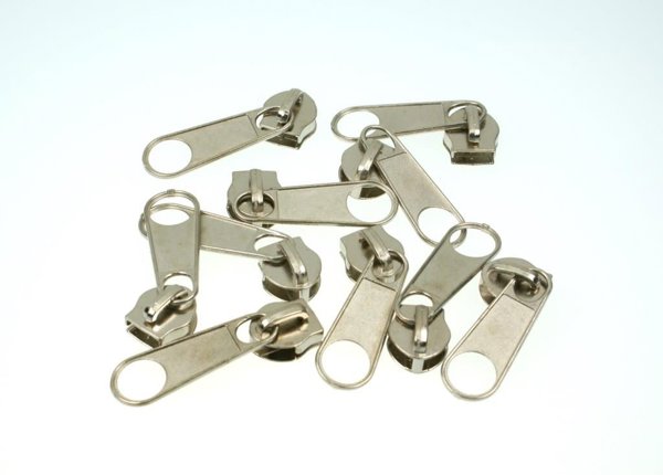 Picture of slider for zipper with 10mm rail, color: silver - 10 pieces