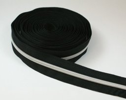 Picture of zipper, 5mm rail, color: black with silver spiral - 200m bundle