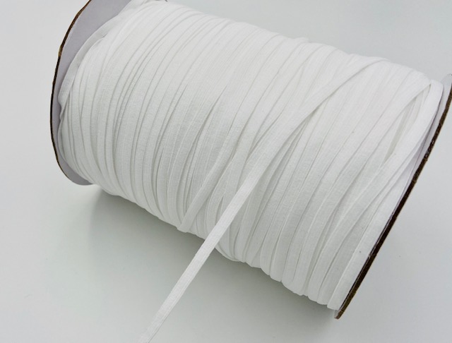 Picture of 5mm elastic webbing - 1mm thick - colour: white - 420m roll - for masks