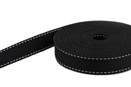 Picture of 10m PP webbing - 15mm wide - 1,4mm thick - black with white string