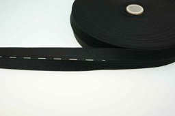 Picture of buttonhole elastic webbing - colour: black - 20mm wide - 25m roll