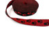 Picture of 10m Rolle Pfötchengurtband - 20mm breit - rote Pfötchen auf schwarzem Band