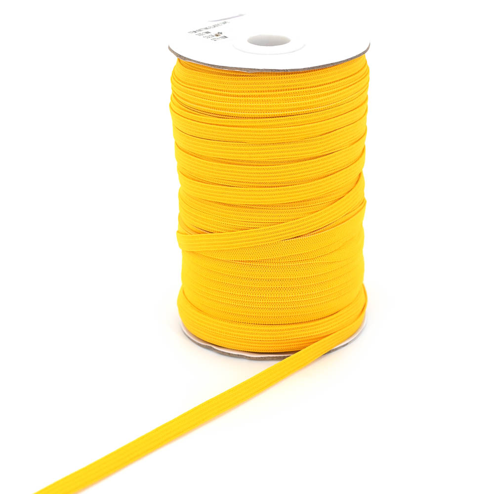 Picture of 7mm wide elastic webbing made of polyester - 100m spool - yellow