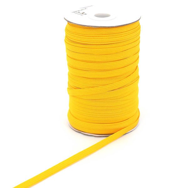 Picture of 7mm wide elastic webbing made of polyester - 100m spool - yellow