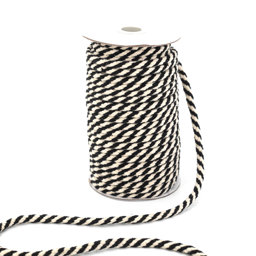 Picture of 25m cotton cord braided - 8mm - colour: black/nature
