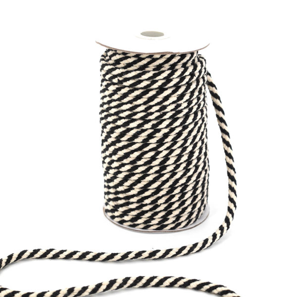 Picture of 25m cotton cord braided - 8mm - colour: black/nature