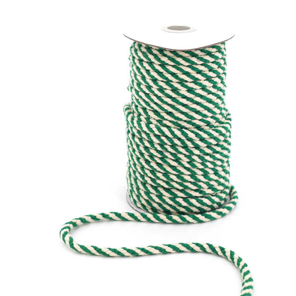 Picture of 25m cotton cord braided - 8mm - colour: green/nature