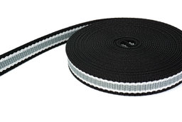 Picture of 10m 3-coloured PP-webbing - 2,4mm thick - black/white/grey - 20mm wide