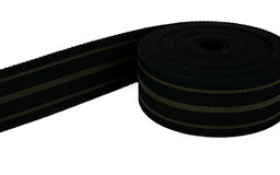 Picture of 5m belt strap / bags webbing - colour: black/khaki striped - 40mm wide