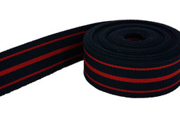 Picture of 50m belt strap / bags webbing - colour: dark blue/red striped - 40mm wide