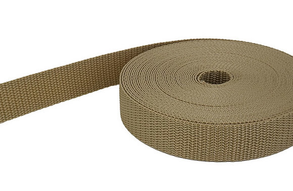 Picture of 10m PP webbing - 15mm wide - 1,4mm thick - sand-gold (UV)