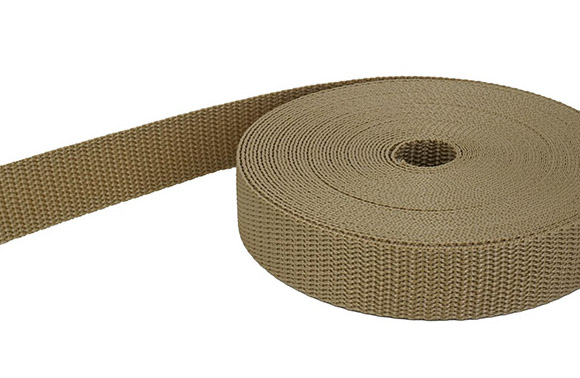 Picture of 50m PP webbing - 25mm wide - 1,4mm thick - sand-gold (UV)