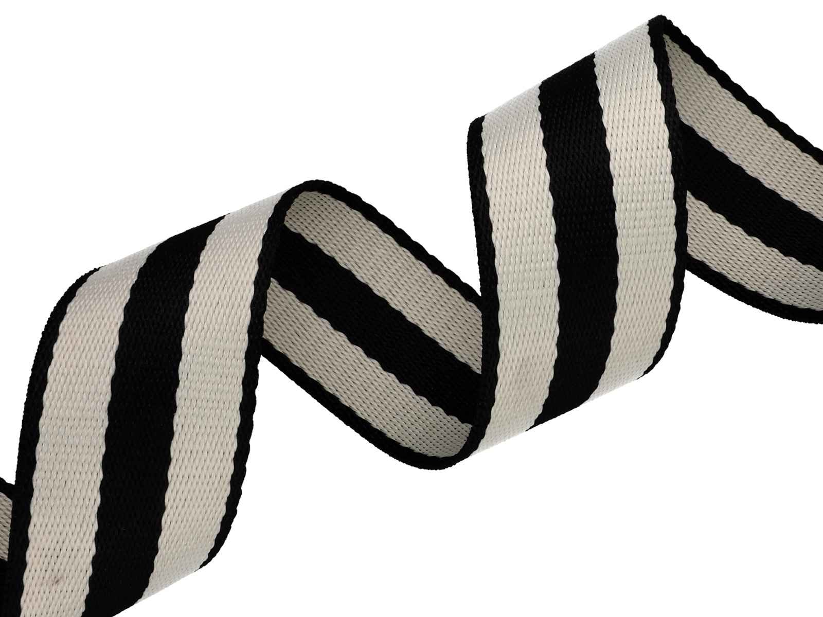 Picture of 45m Gurtband aus Polycotton - 38mm breit - 1,2mm dick - Schwarz / Creme