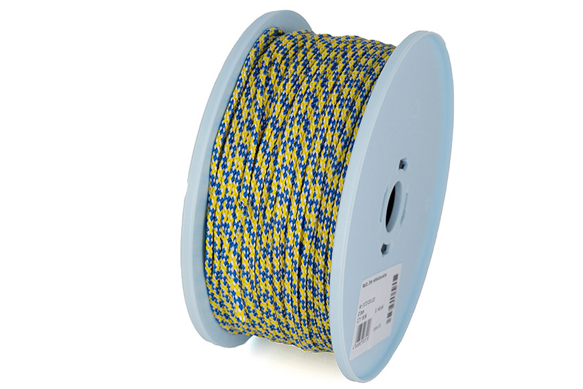 Picture of 3mm dicke PP-Schnur - Farbe: weiß/ blau/ gelb - 150m Rolle (UV)