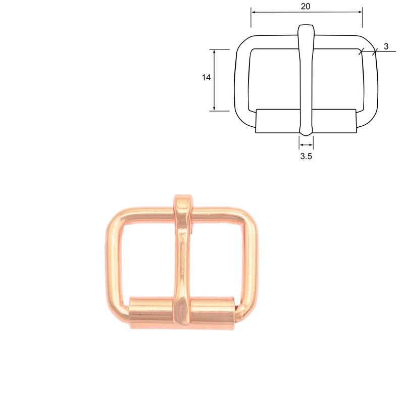 Picture of Rollschnalle aus Stahl - Rosegold - 20mm x 14mm - 10 Stück