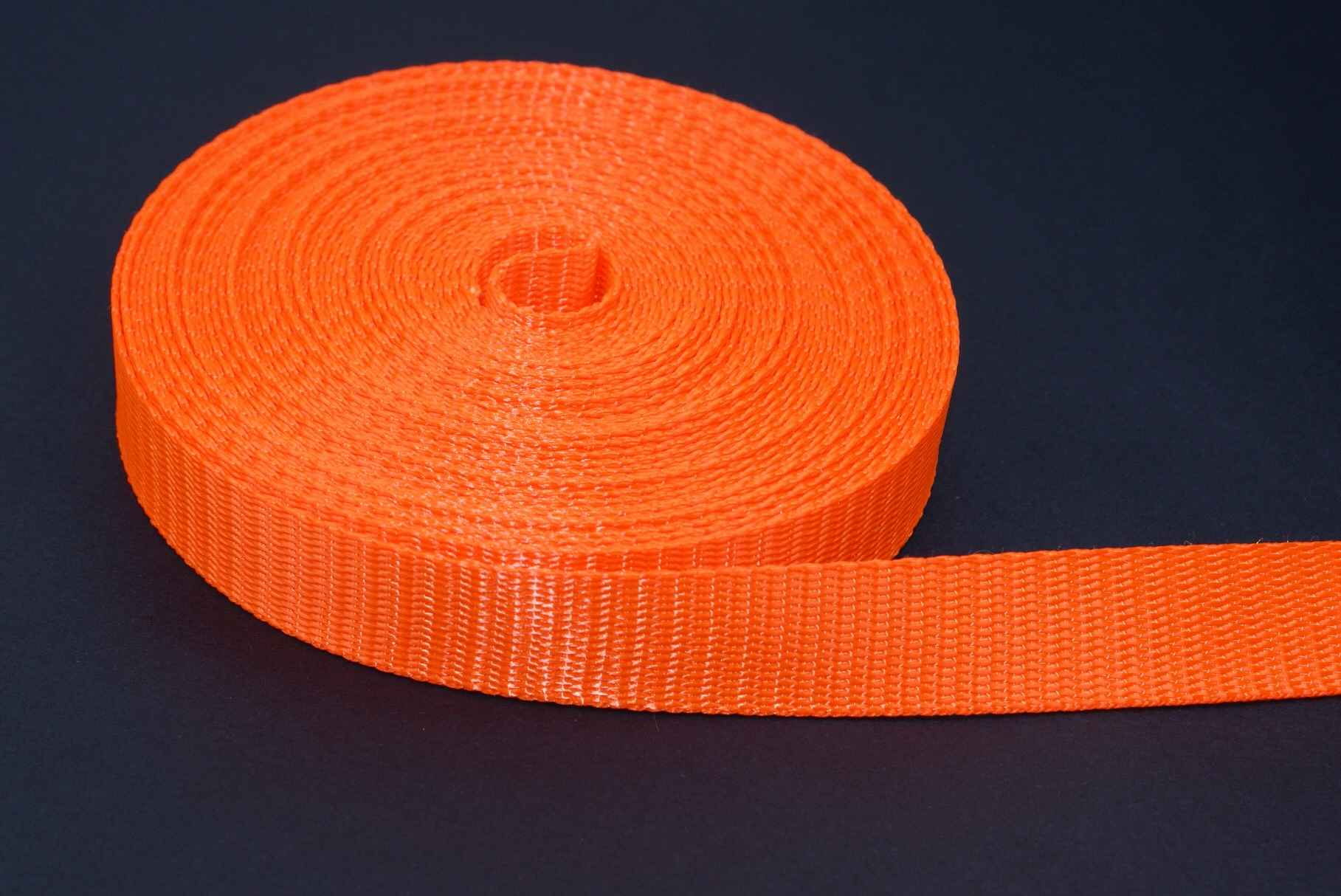 Picture of 10m PES webbing - 30mm wide - 1mm thick - fluorescent orange (UV)