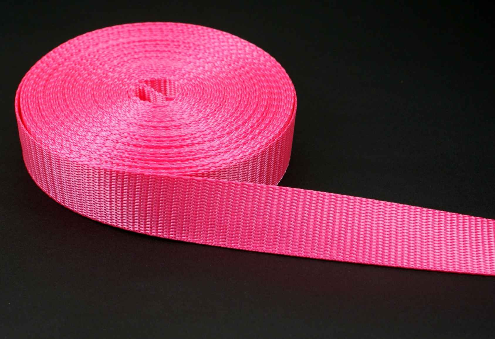Picture of 10m PES webbing - 20mm wide - 1mm thick - fluorescent pink (UV)