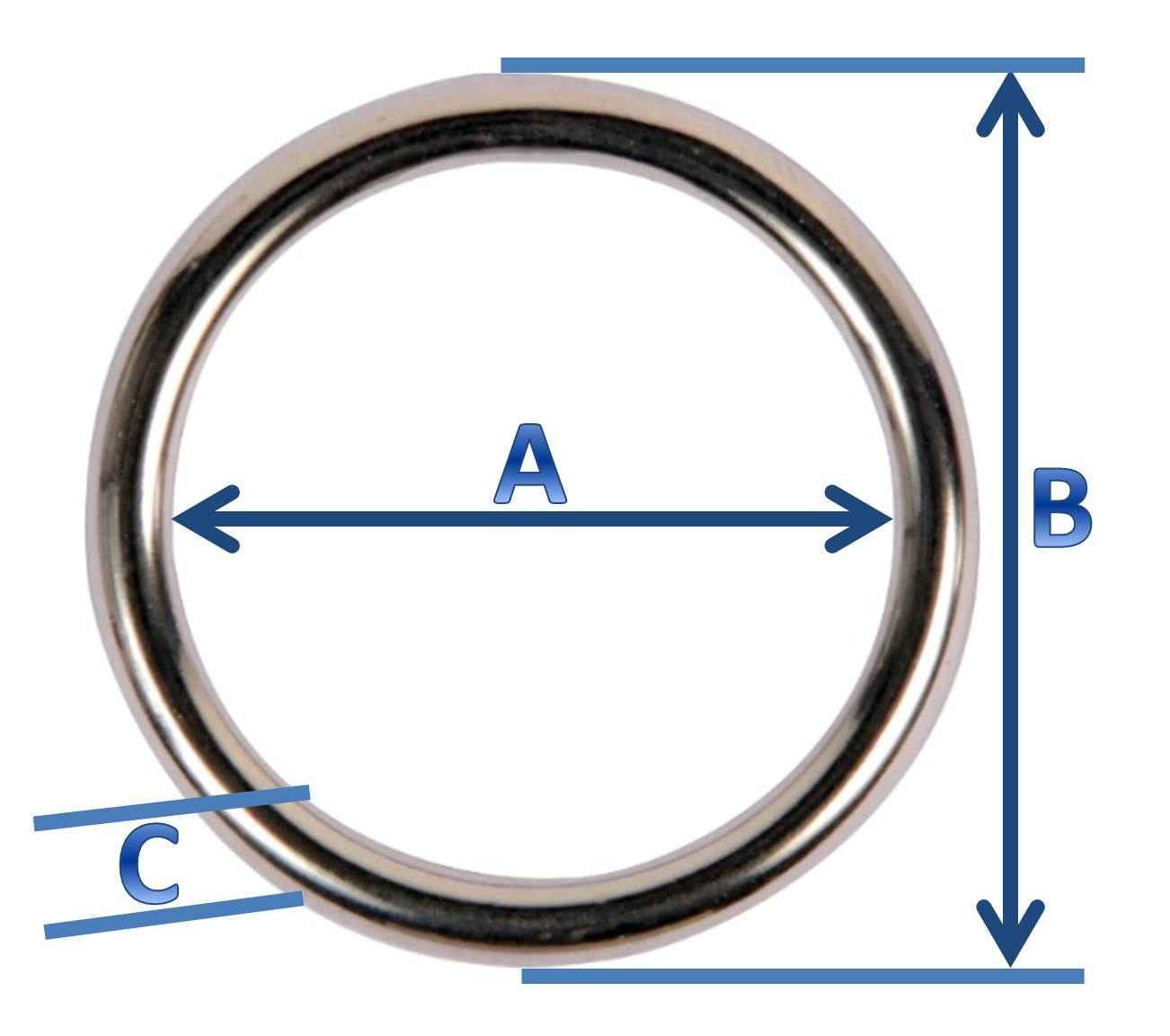 Picture of 40mm o-ring (inner measurement) - 6mm thick - welded made of steel - nickel-plated - 50 pieces