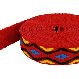 Picture of 1m 4-colored PP webbing - blue/yellow/black/red - 20mm wide