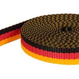 Picture of 50m 3-coloredes PP webbing - black/red/yellow - 20mm wide