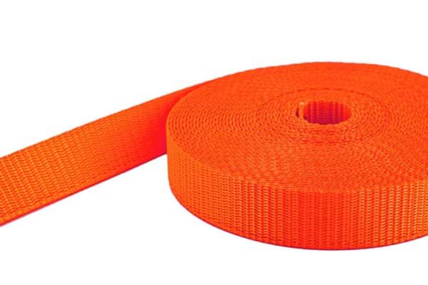 Picture of 10m PES webbing - 25mm wide - 1,4mm thick - fluorescent orange (UV)