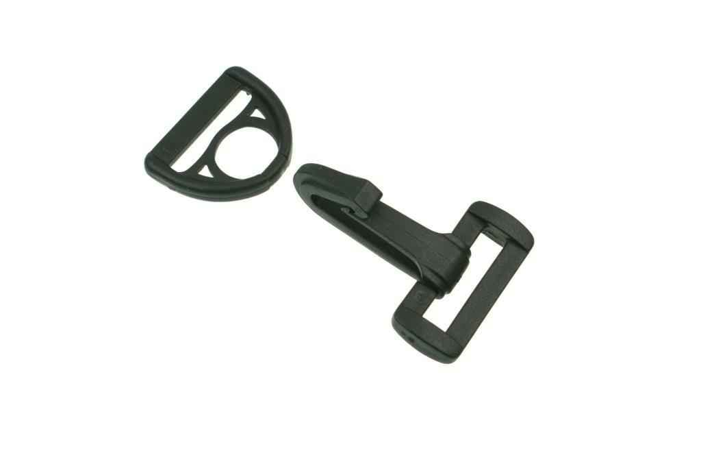 Picture of synthetic fiber carabiner, 30mm wide, color: black - 10 pieces