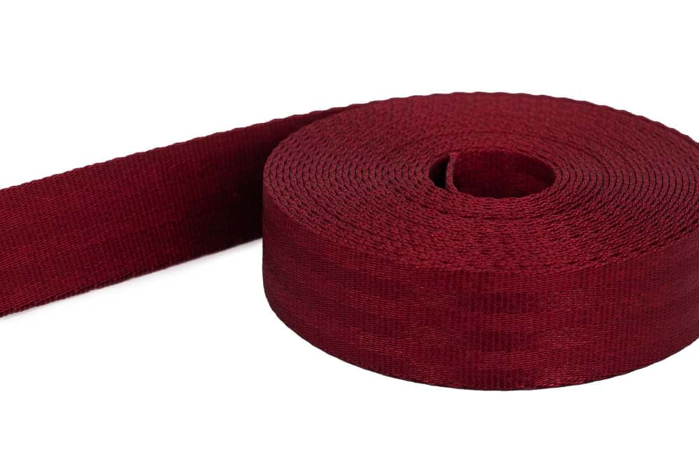 Picture of 50m safety belt bordeaux red dark made of polyamide - 25mm wide - maximum load: 1t