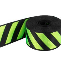 Picture of 5m webbing with stripes - 39mm wide - black/lime