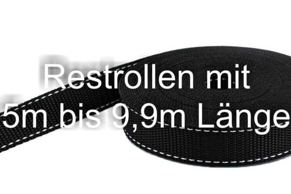 Picture of Restpostenbox 25mm breites PP - Gurtband 1,4mm stark, 25m - schwarz mit weißem Faden (UV)