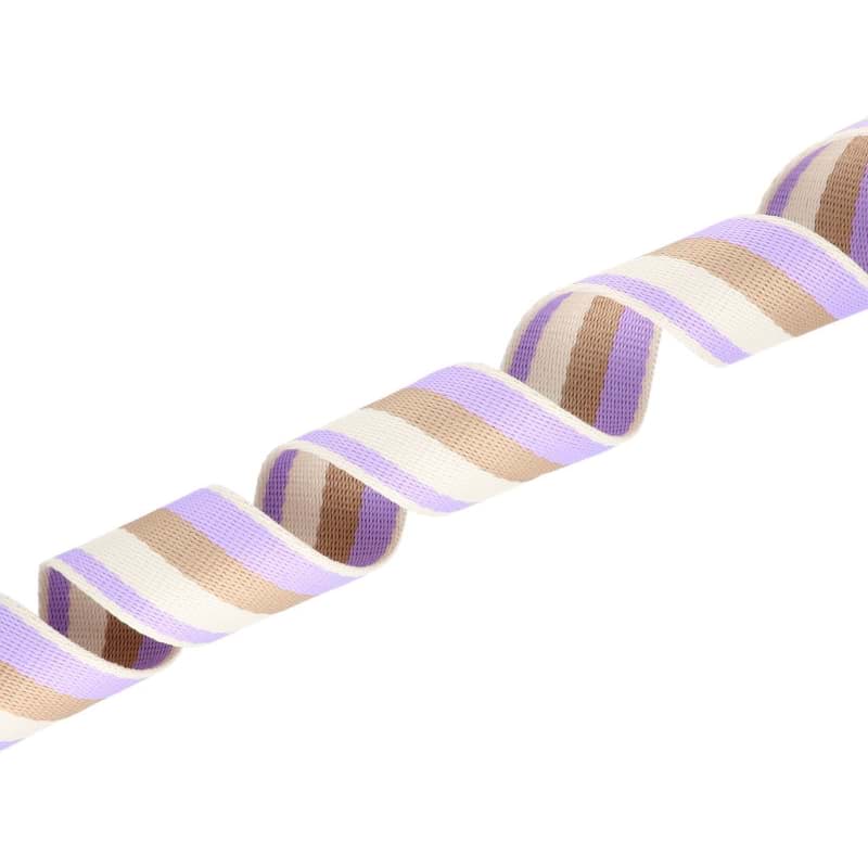 Picture of 45m Gurtband aus Polycotton - 38mm breit - 1,2mm dick - Creme/ Dunkelbeige/ Flieder