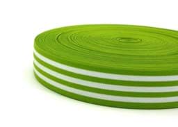 Picture of elastic webbing striped - 40mm wide - color: lime / white - 3m roll