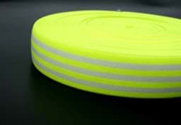 Picture of elastic webbing striped - 40mm wide - color: neon yellow / white - 3m roll