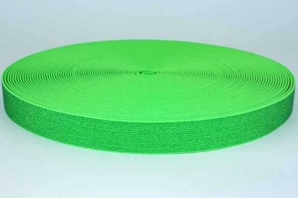 Picture of elastic webbing with glitter - colour: neon green - 25mm wide - 3m length