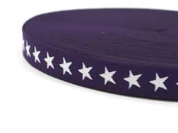 Picture of elastic webbing with stars - 20mm wide - color: violet - 3m roll