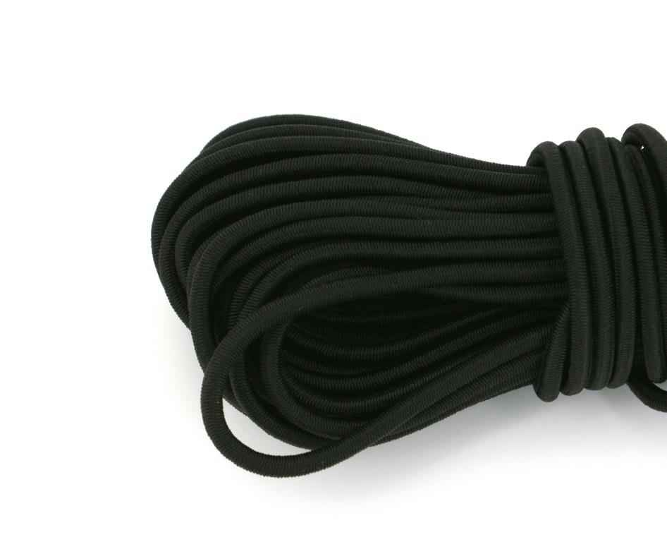 10m elastic rope / Shock Cord - 3mm thick - black.