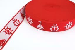 Picture of elastic webbing maritim - 40mm wide - Colour: red - 1m