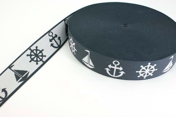 Picture of elastic webbing maritim - 40mm wide - Colour: grey - 1m