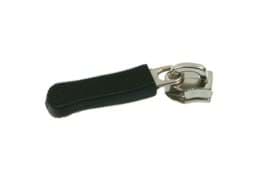 Picture of slider for 5mm zippers, color: silver with grip rubber - 10 pieces