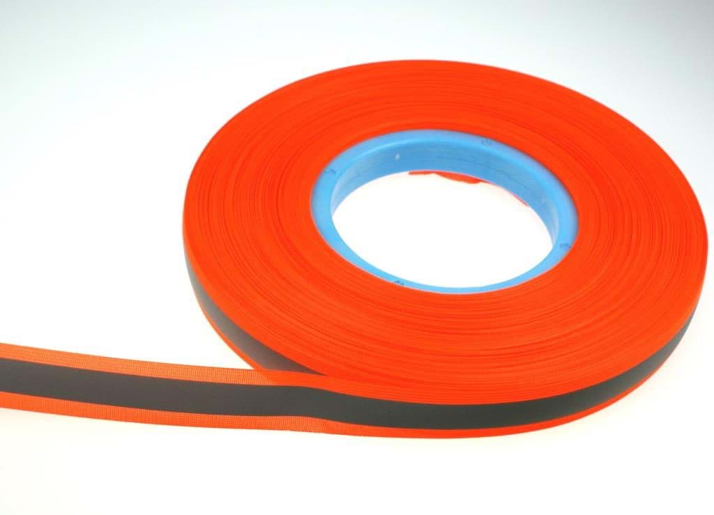 Picture of 50m reflective webbing 30mm wide - neon orange - for sewing on